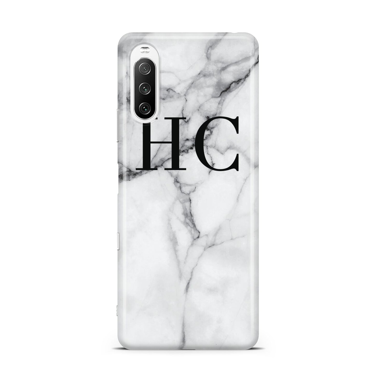 Personalised Marble Effect Initials Monogram Sony Xperia 10 III Case