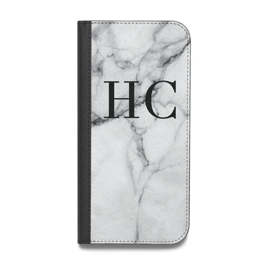 Personalised Marble Effect Initials Monogram Vegan Leather Flip Samsung Case