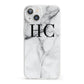 Personalised Marble Effect Initials Monogram iPhone 13 Clear Bumper Case
