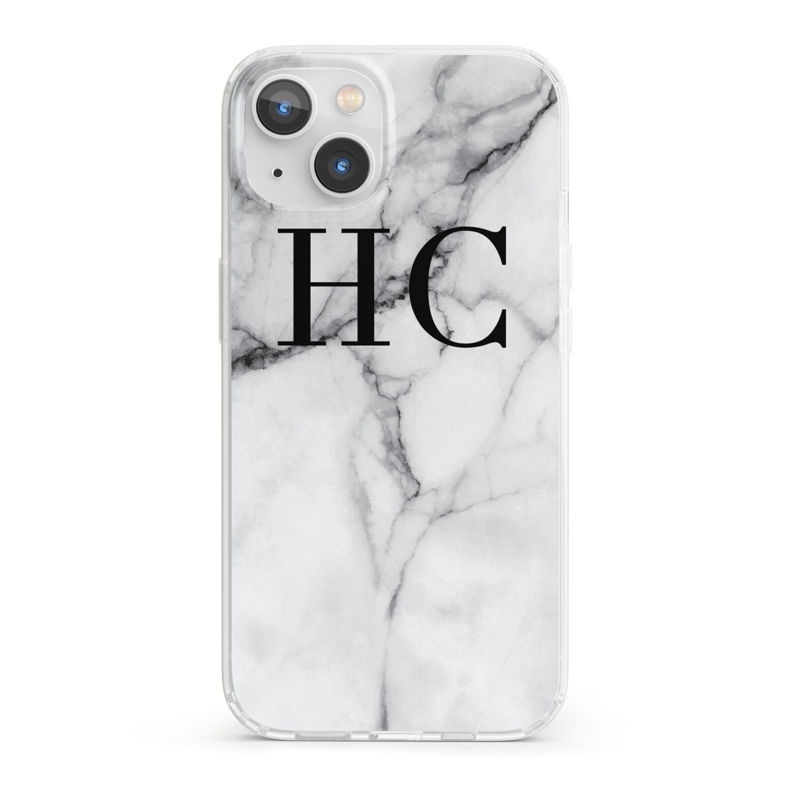 Personalised Marble Effect Initials Monogram iPhone 13 Clear Bumper Case