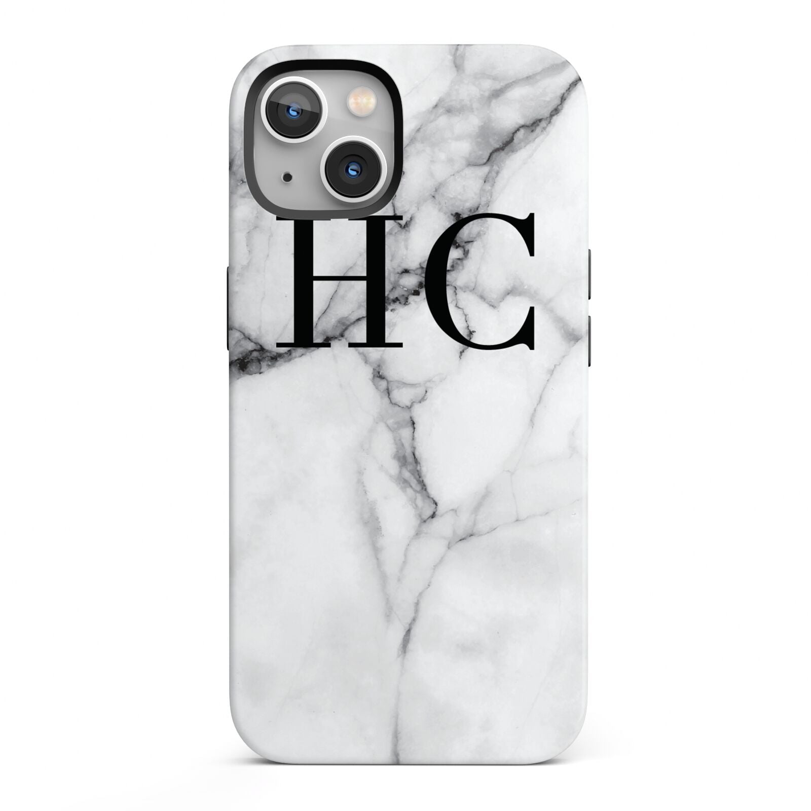 Personalised Marble Effect Initials Monogram iPhone 13 Full Wrap 3D Tough Case