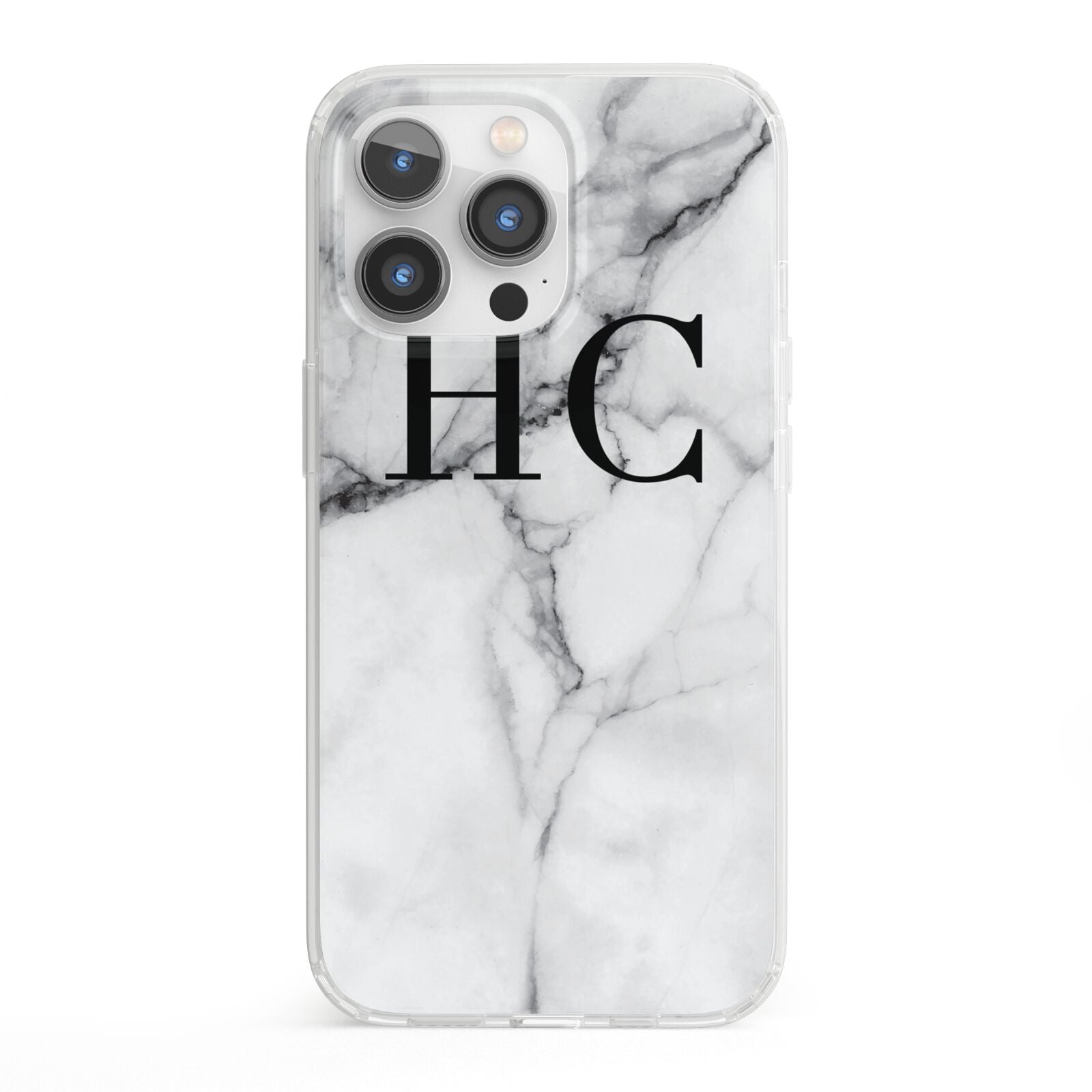 Personalised Marble Effect Initials Monogram iPhone 13 Pro Clear Bumper Case