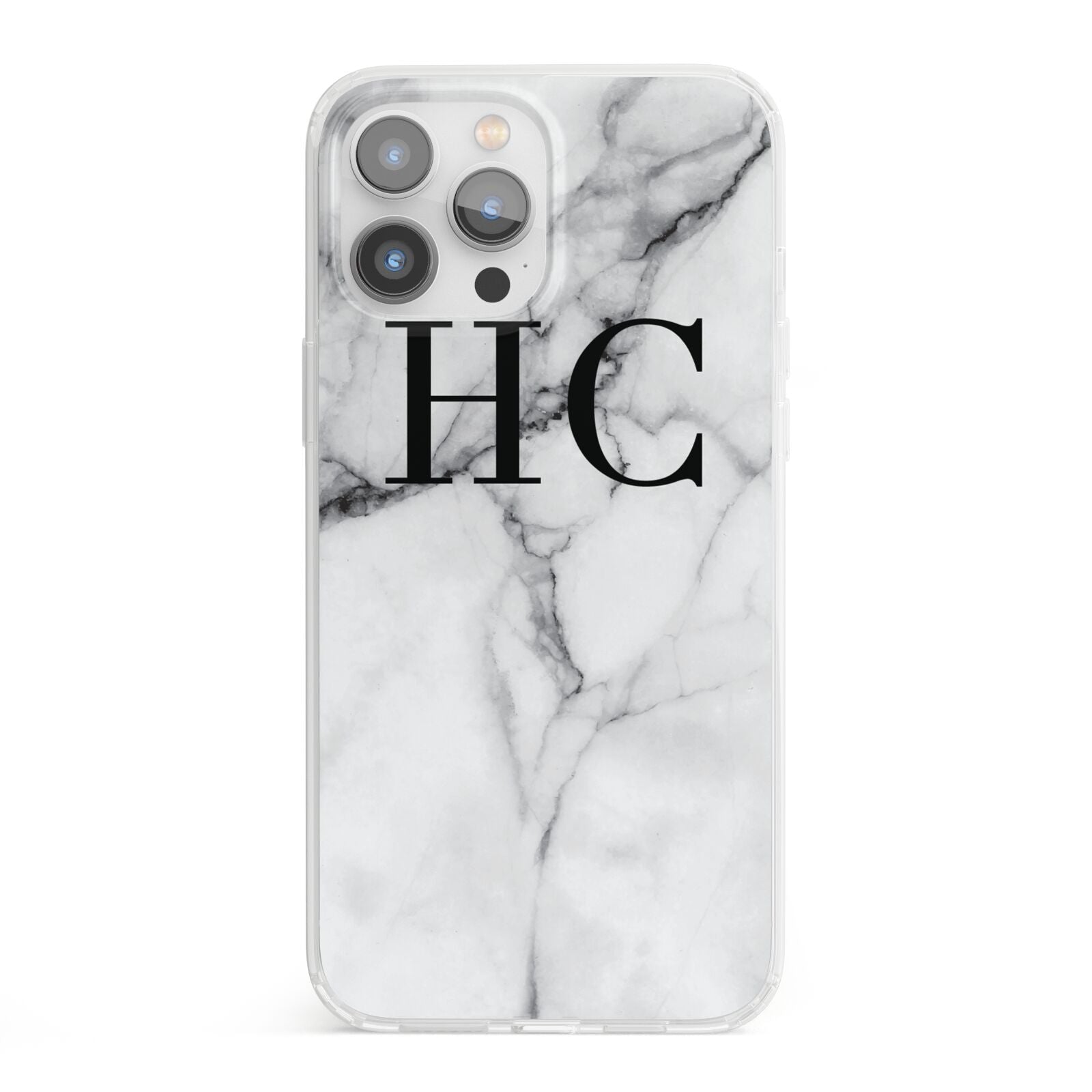 Personalised Marble Effect Initials Monogram iPhone 13 Pro Max Clear Bumper Case