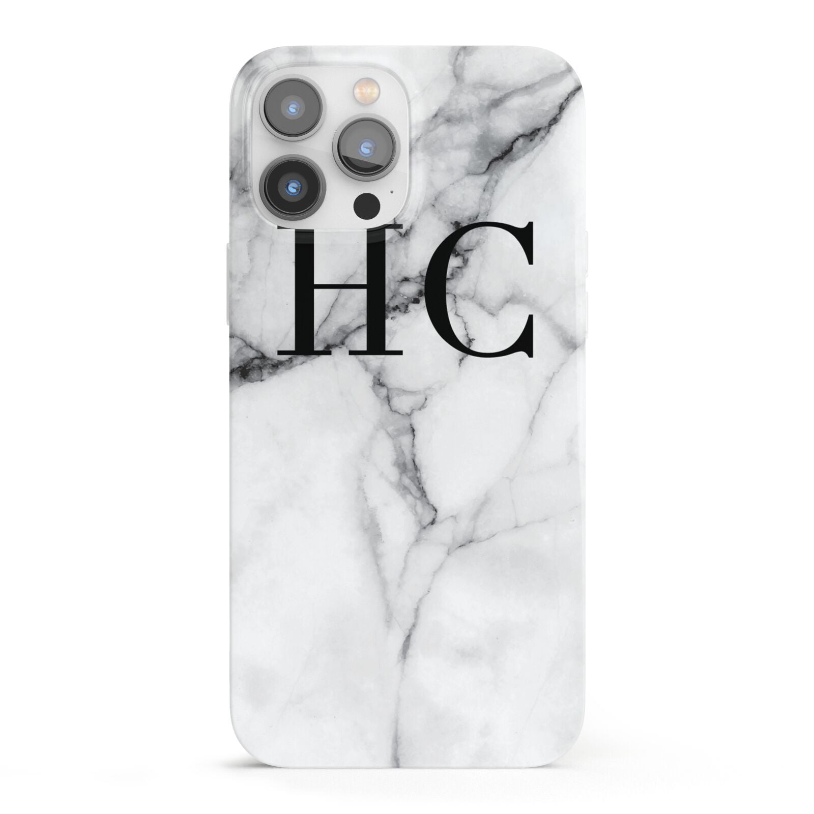Personalised Marble Effect Initials Monogram iPhone 13 Pro Max Full Wrap 3D Snap Case