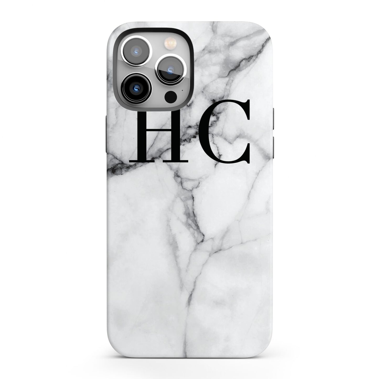 Personalised Marble Effect Initials Monogram iPhone 13 Pro Max Full Wrap 3D Tough Case