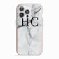 Personalised Marble Effect Initials Monogram iPhone 13 Pro TPU Impact Case with Pink Edges