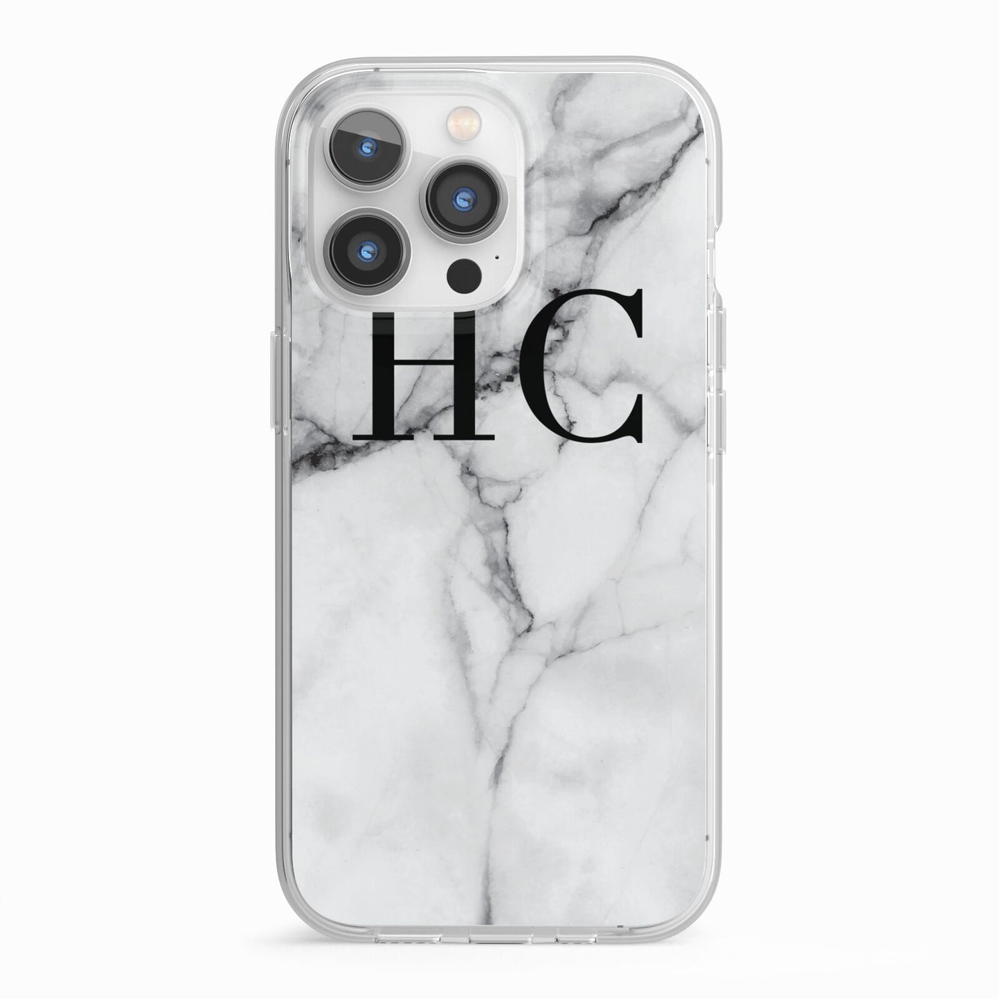 Personalised Marble Effect Initials Monogram iPhone 13 Pro TPU Impact Case with White Edges
