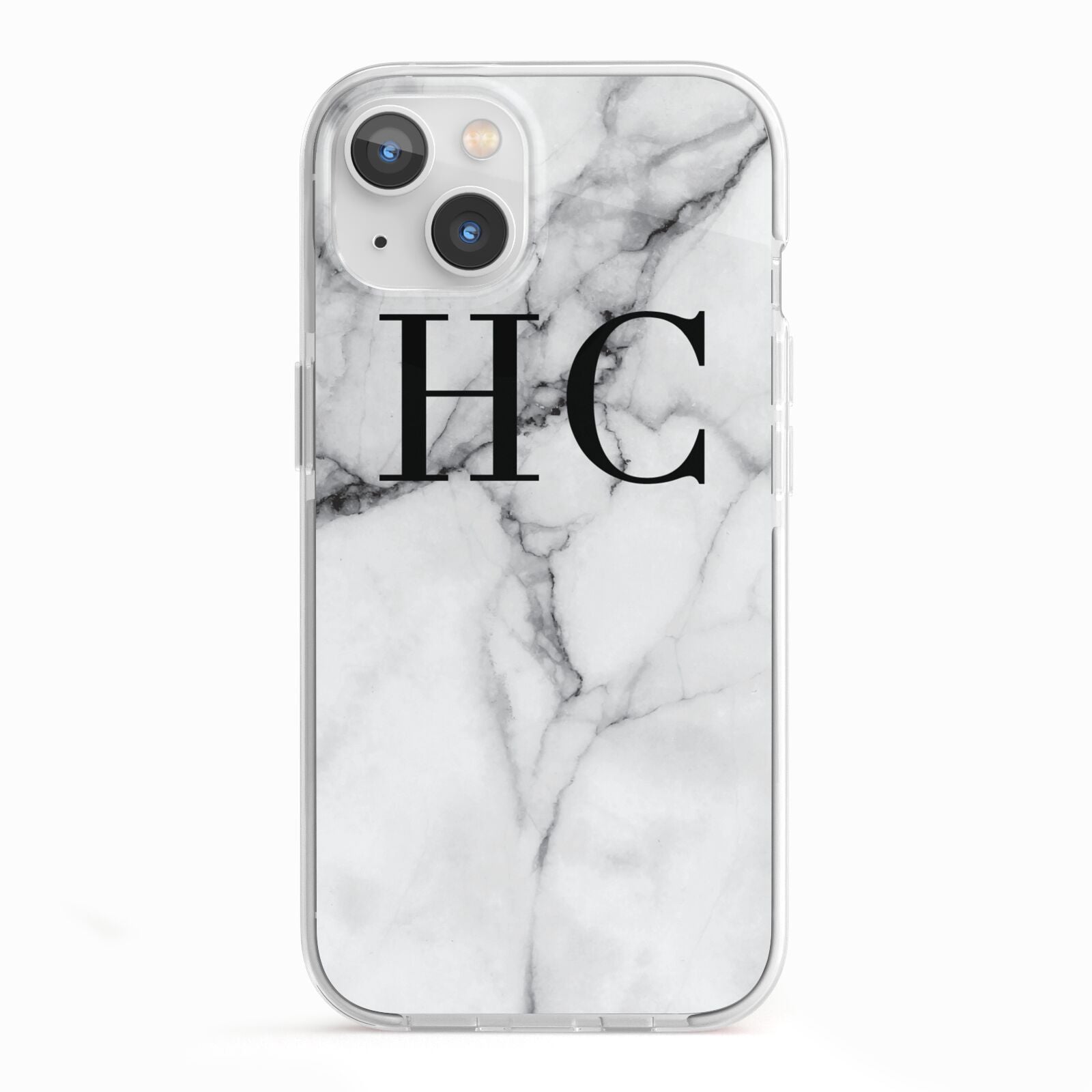 Personalised Marble Effect Initials Monogram iPhone 13 TPU Impact Case with White Edges