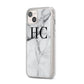 Personalised Marble Effect Initials Monogram iPhone 14 Plus Clear Tough Case Starlight Angled Image
