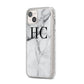 Personalised Marble Effect Initials Monogram iPhone 14 Plus Glitter Tough Case Starlight Angled Image