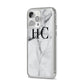 Personalised Marble Effect Initials Monogram iPhone 14 Pro Max Clear Tough Case Silver Angled Image