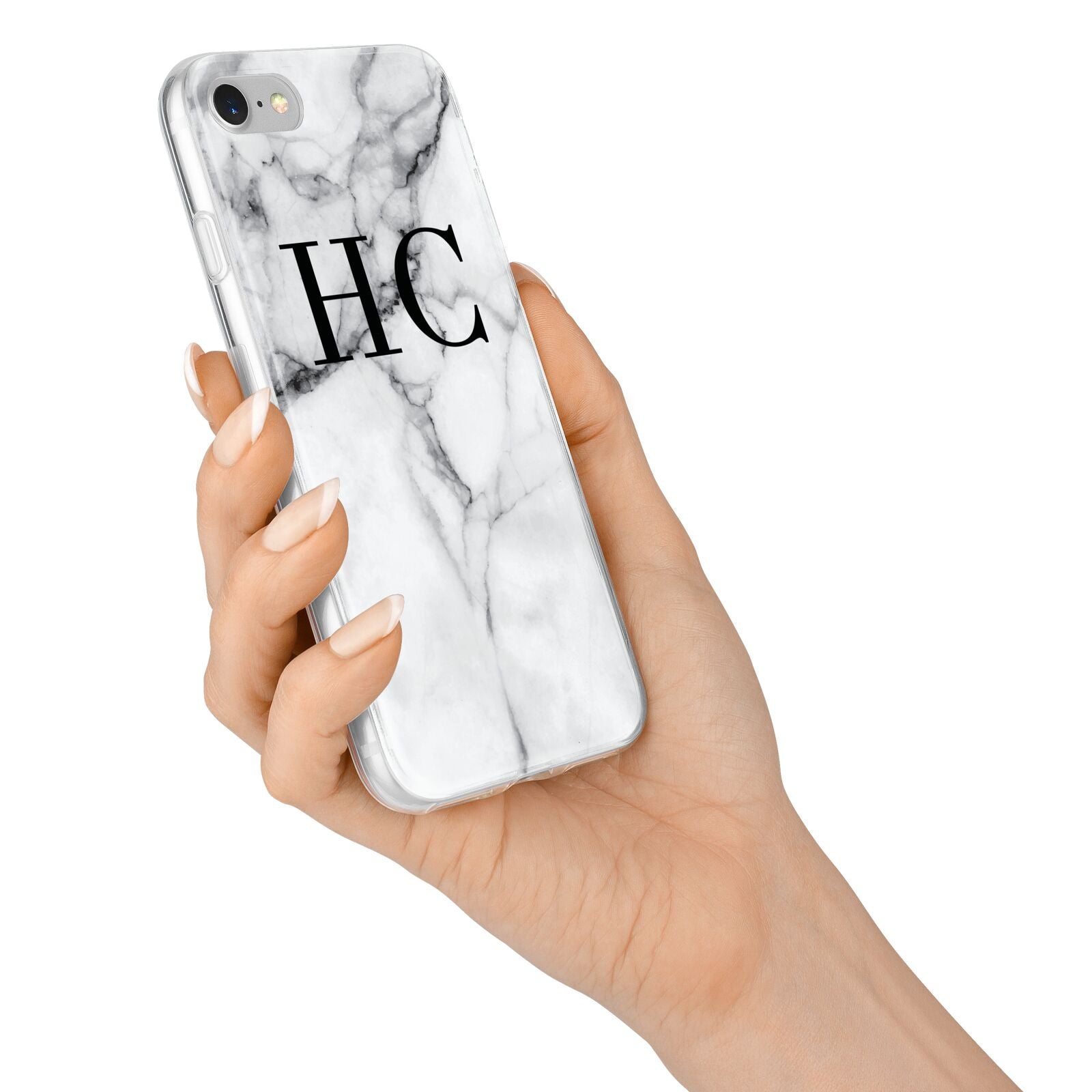 Personalised Marble Effect Initials Monogram iPhone 7 Bumper Case on Silver iPhone Alternative Image