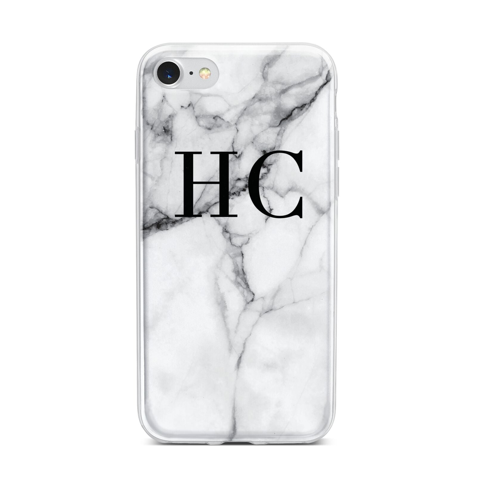 Personalised Marble Effect Initials Monogram iPhone 7 Bumper Case on Silver iPhone