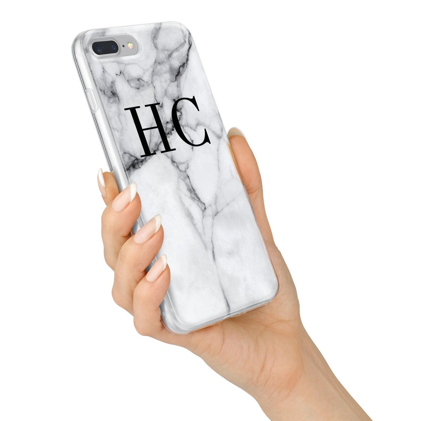 Personalised Marble Effect Initials Monogram iPhone 7 Plus Bumper Case on Silver iPhone Alternative Image