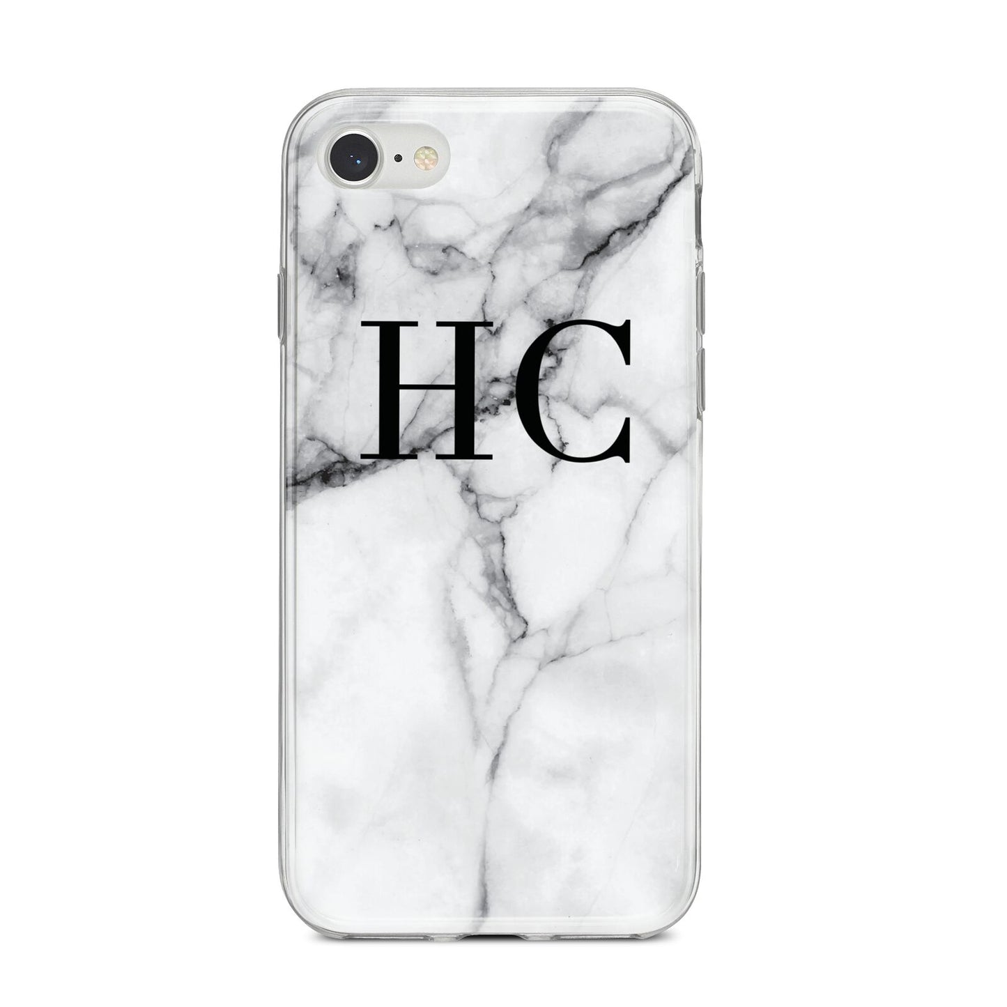 Personalised Marble Effect Initials Monogram iPhone 8 Bumper Case on Silver iPhone