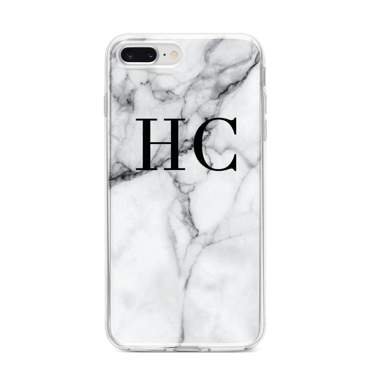Personalised Marble Effect Initials Monogram iPhone 8 Plus Bumper Case on Silver iPhone