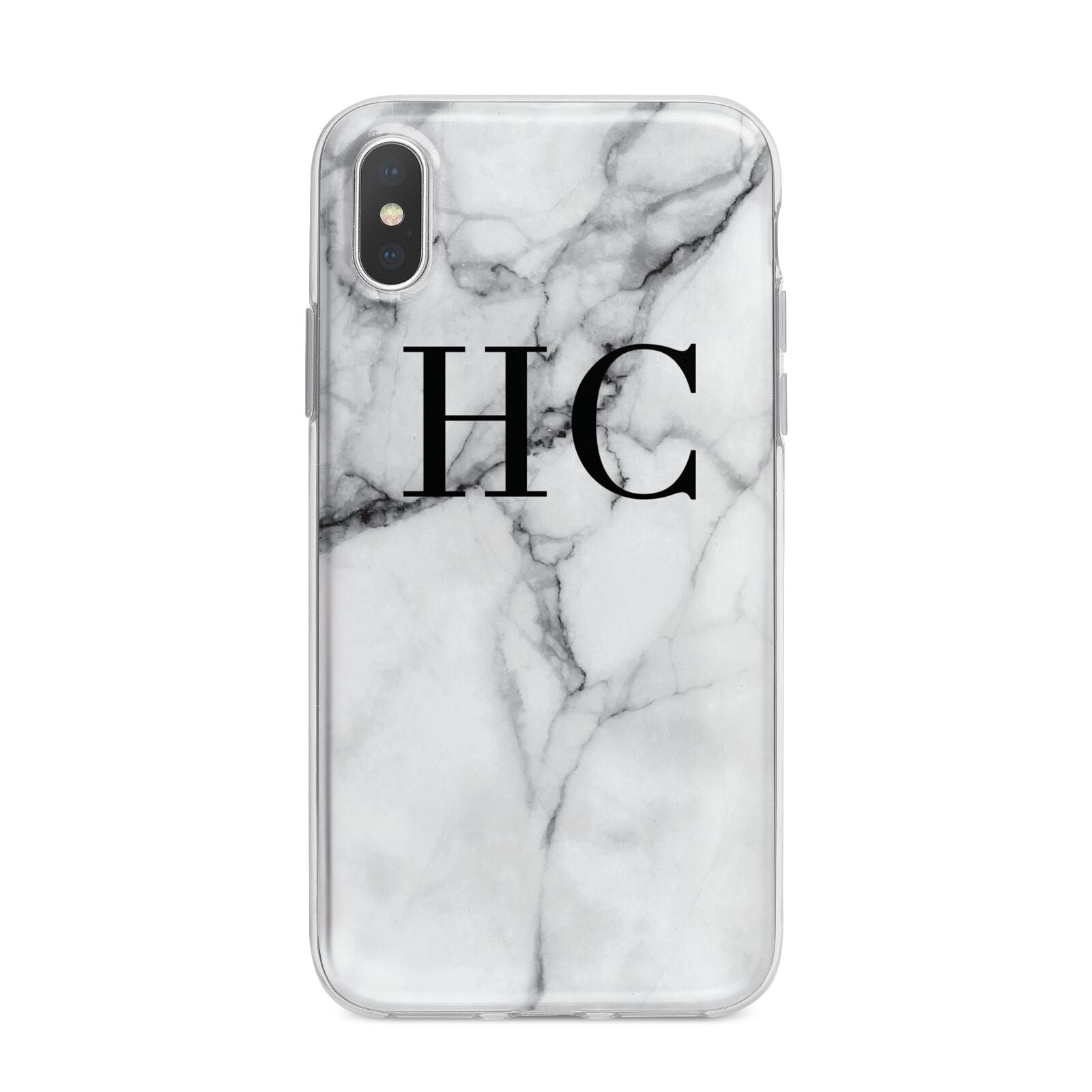 Personalised Marble Effect Initials Monogram iPhone X Bumper Case on Silver iPhone Alternative Image 1