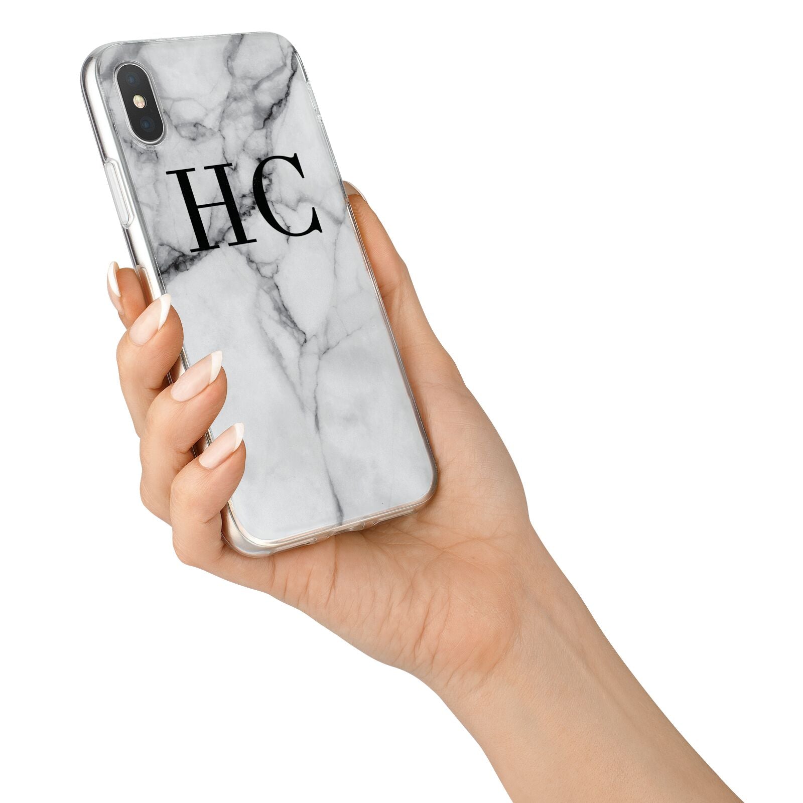 Personalised Marble Effect Initials Monogram iPhone X Bumper Case on Silver iPhone Alternative Image 2
