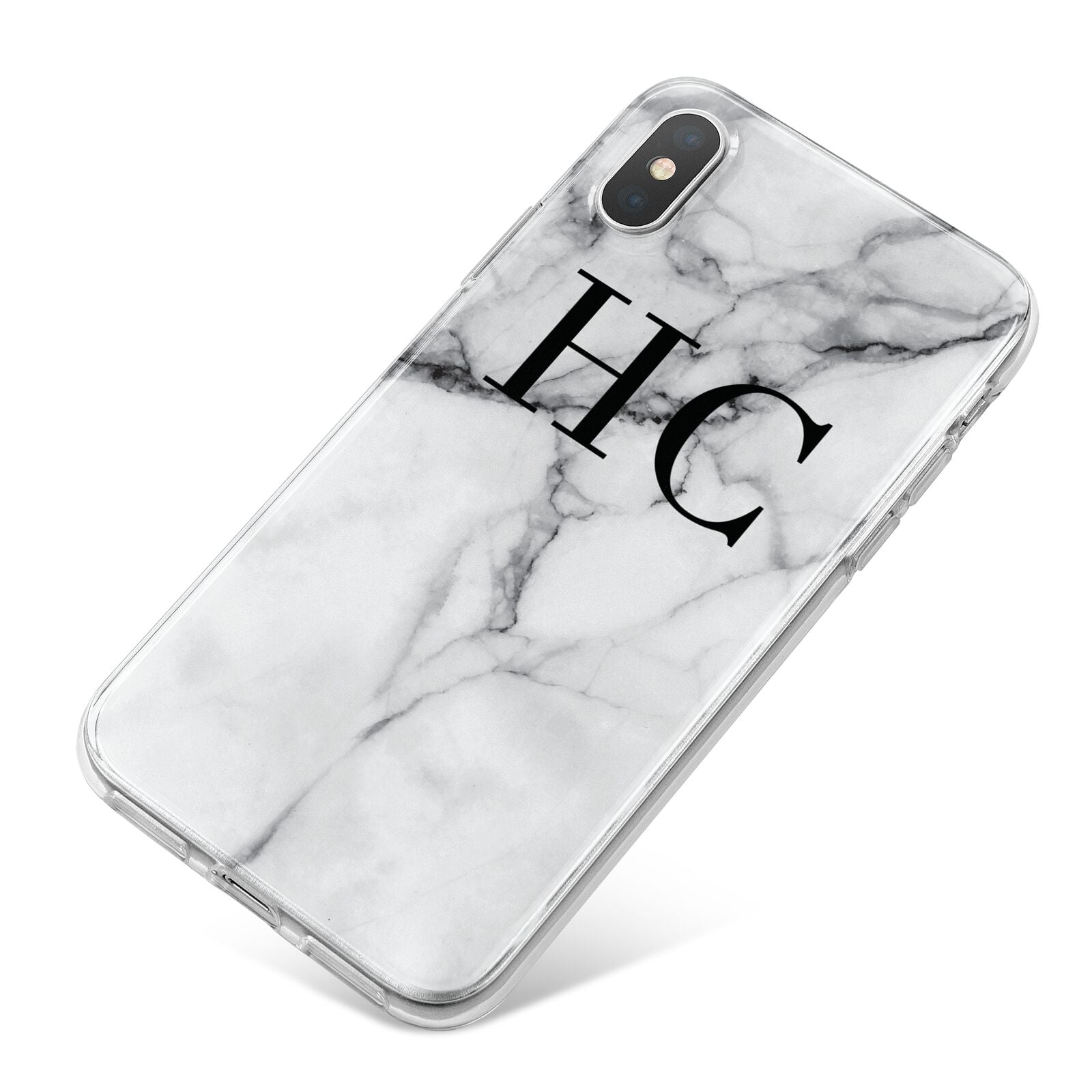 Personalised Marble Effect Initials Monogram iPhone X Bumper Case on Silver iPhone