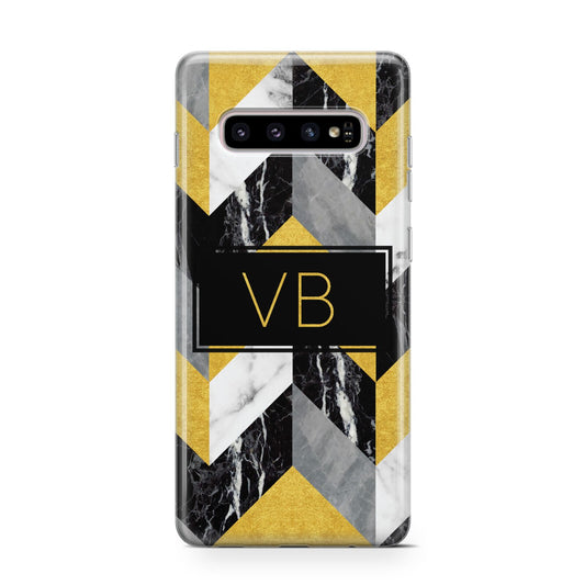 Personalised Marble Effect Initials Protective Samsung Galaxy Case