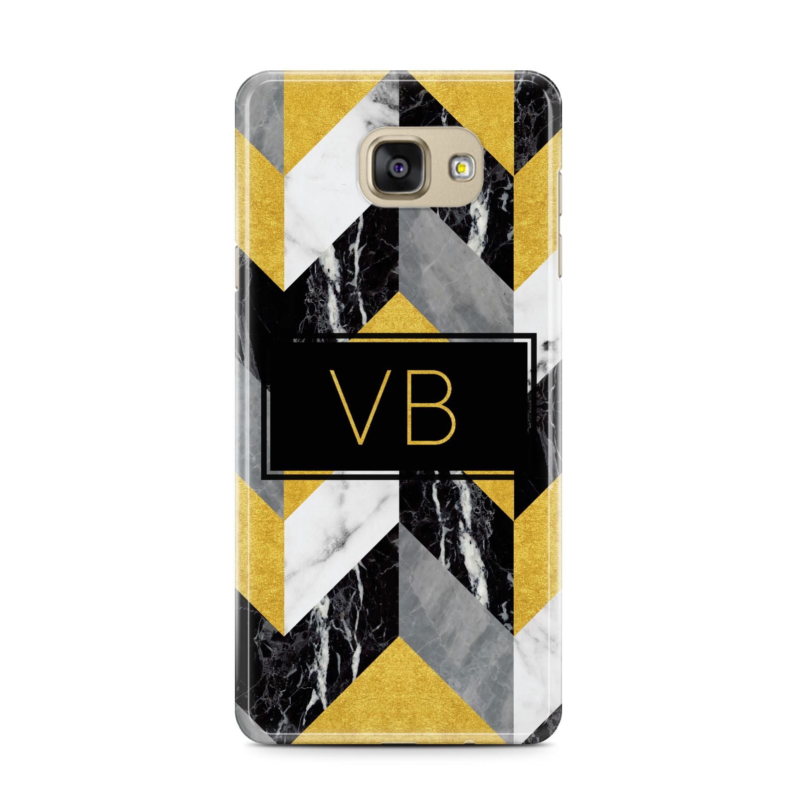 Personalised Marble Effect Initials Samsung Galaxy A7 2016 Case on gold phone