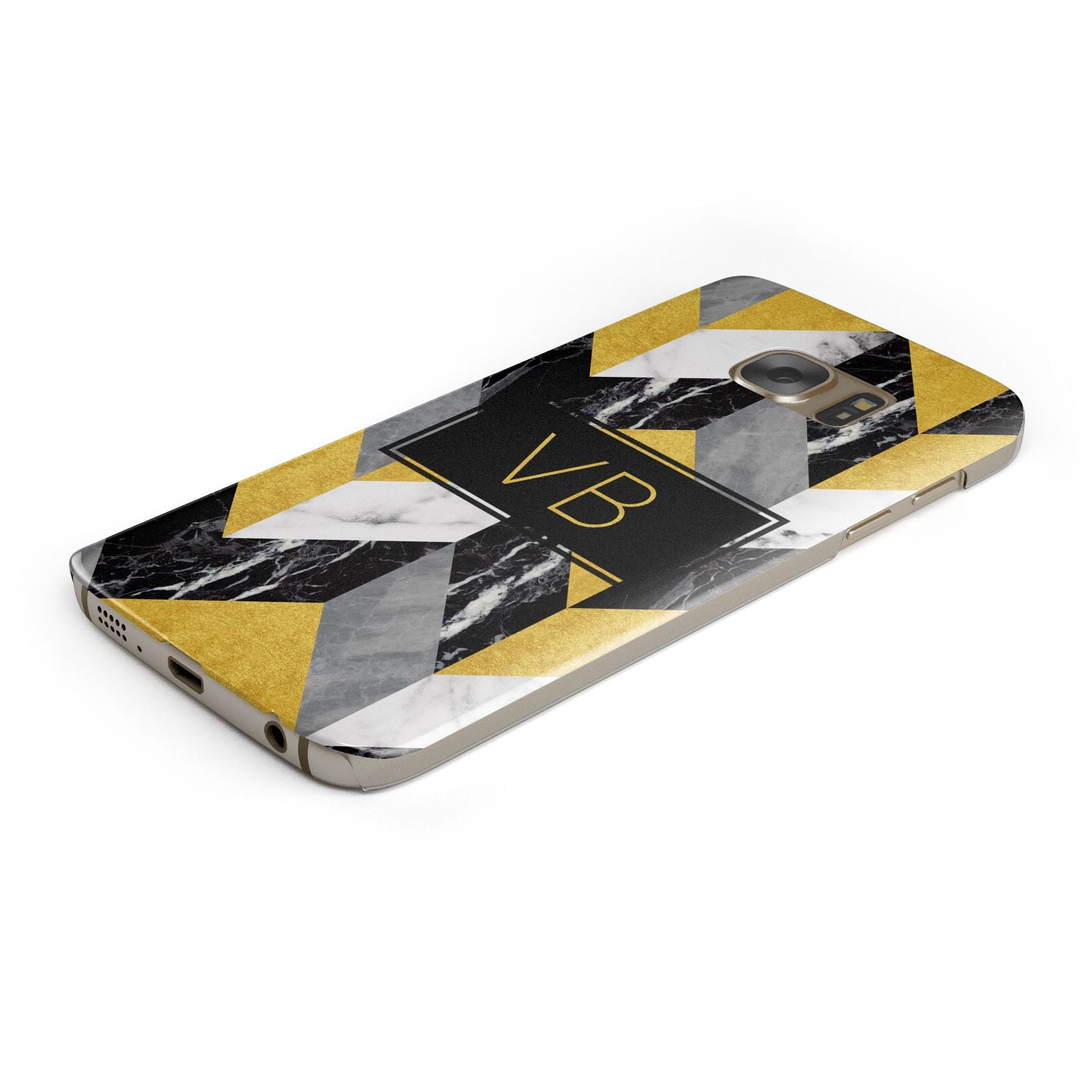Personalised Marble Effect Initials Samsung Galaxy Case Bottom Cutout