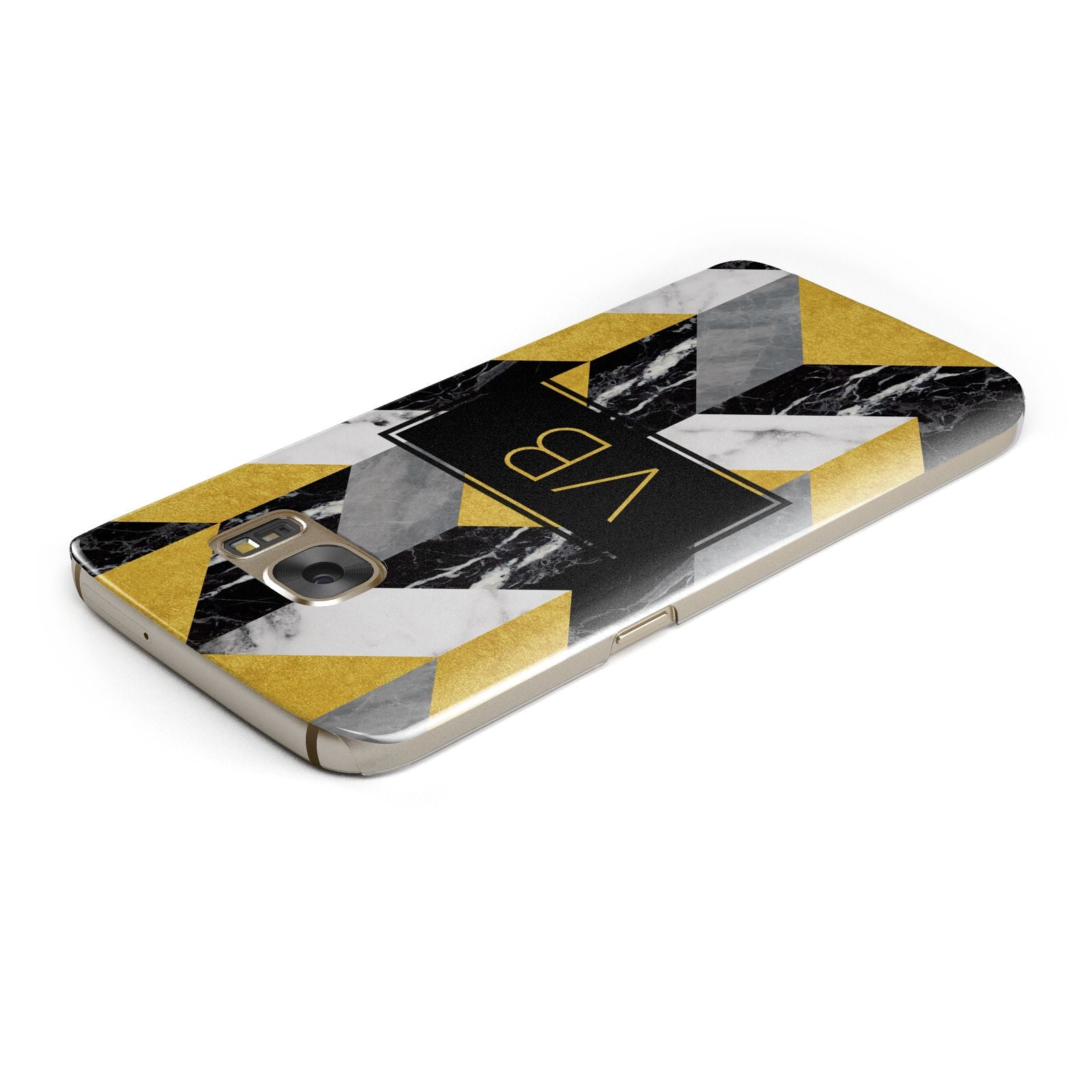 Personalised Marble Effect Initials Samsung Galaxy Case Top Cutout