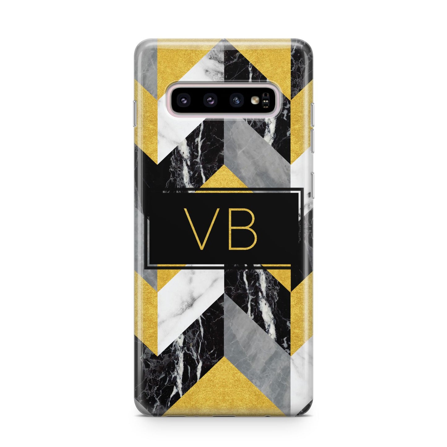 Personalised Marble Effect Initials Samsung Galaxy S10 Plus Case