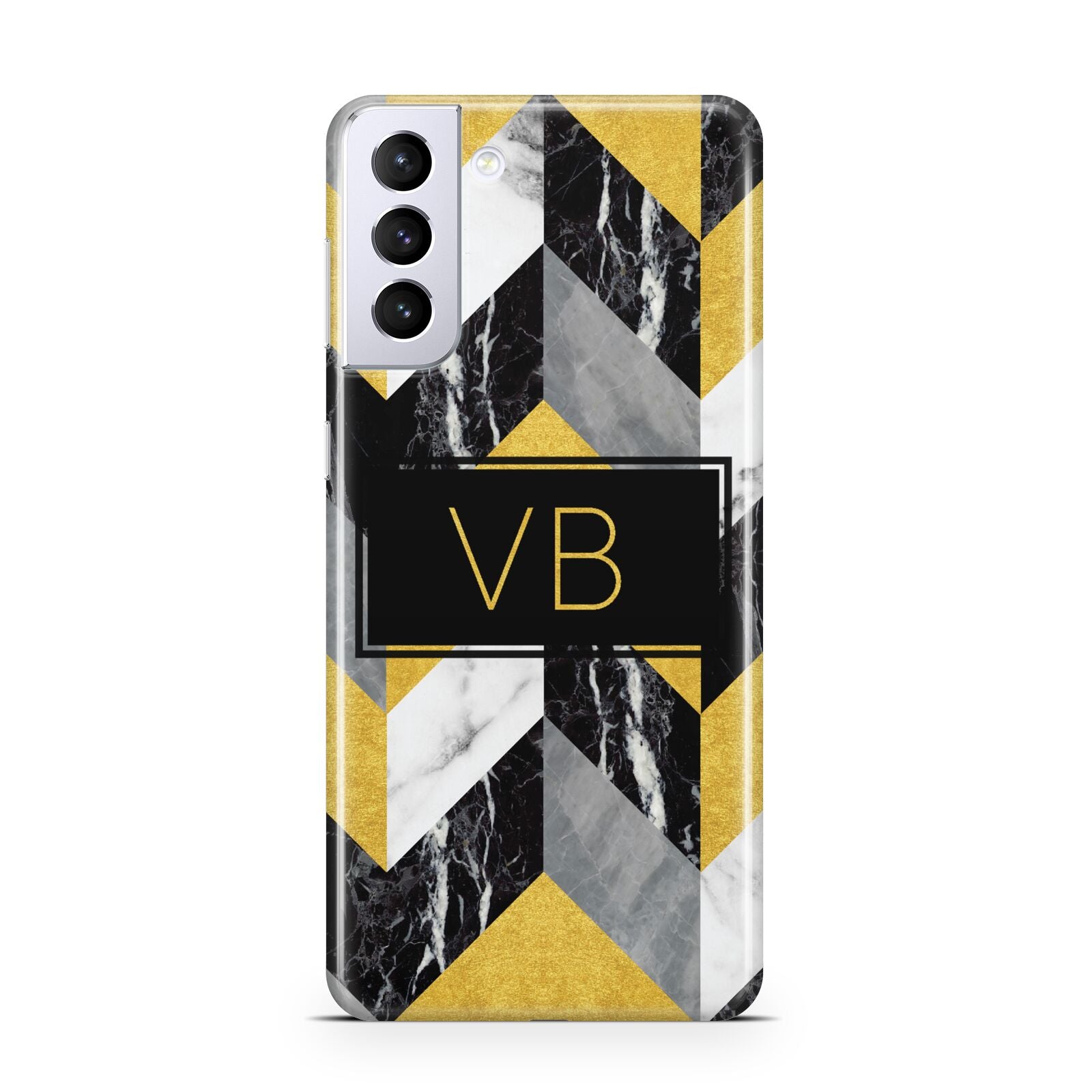 Personalised Marble Effect Initials Samsung S21 Plus Phone Case