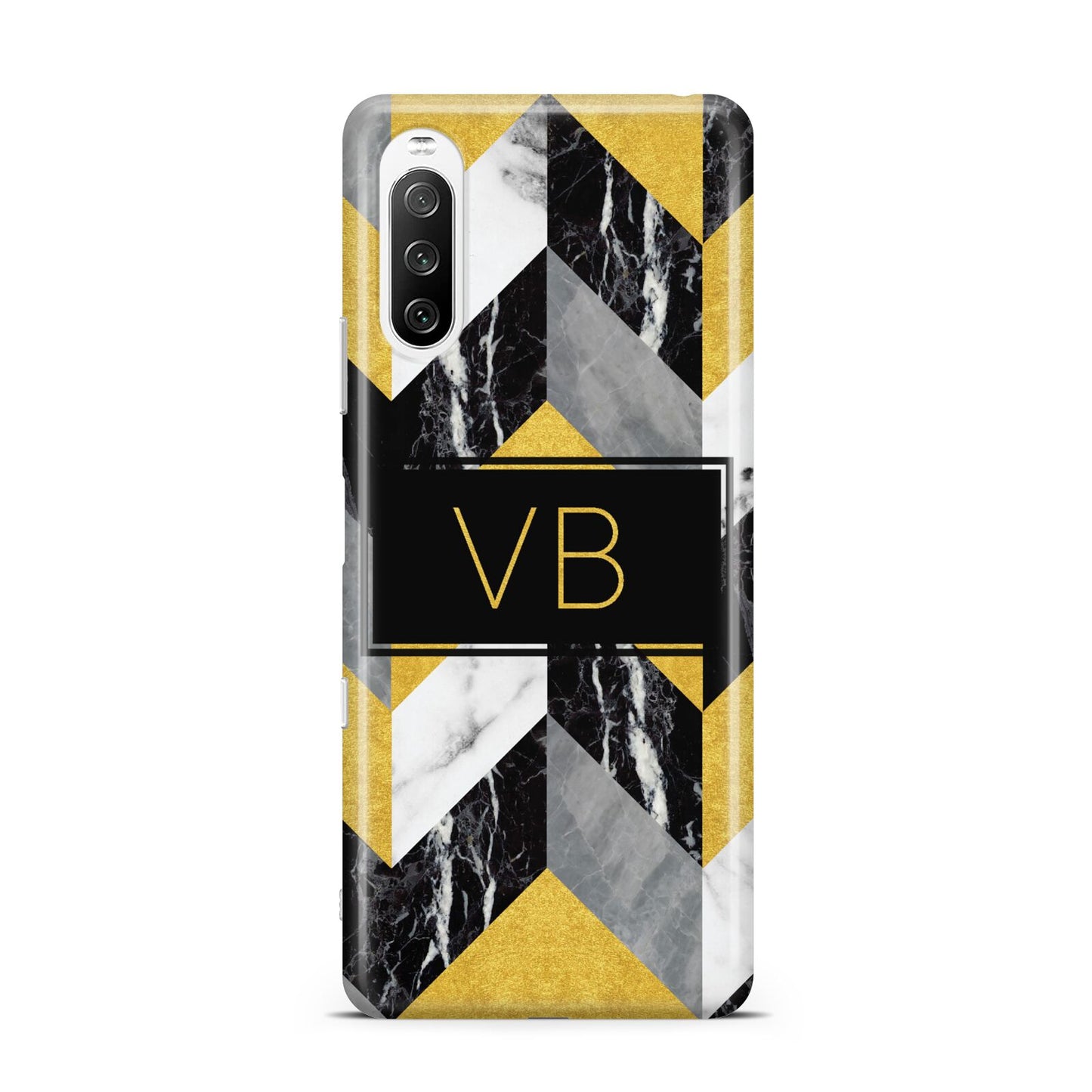 Personalised Marble Effect Initials Sony Xperia 10 III Case