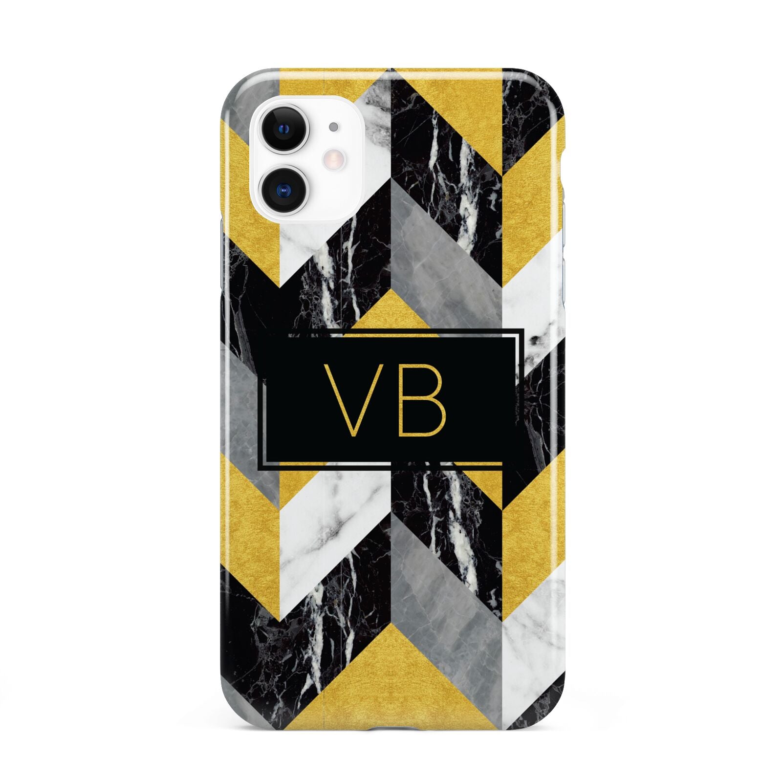 Personalised Marble Effect Initials iPhone 11 3D Tough Case