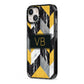 Personalised Marble Effect Initials iPhone 13 Black Impact Case Side Angle on Silver phone
