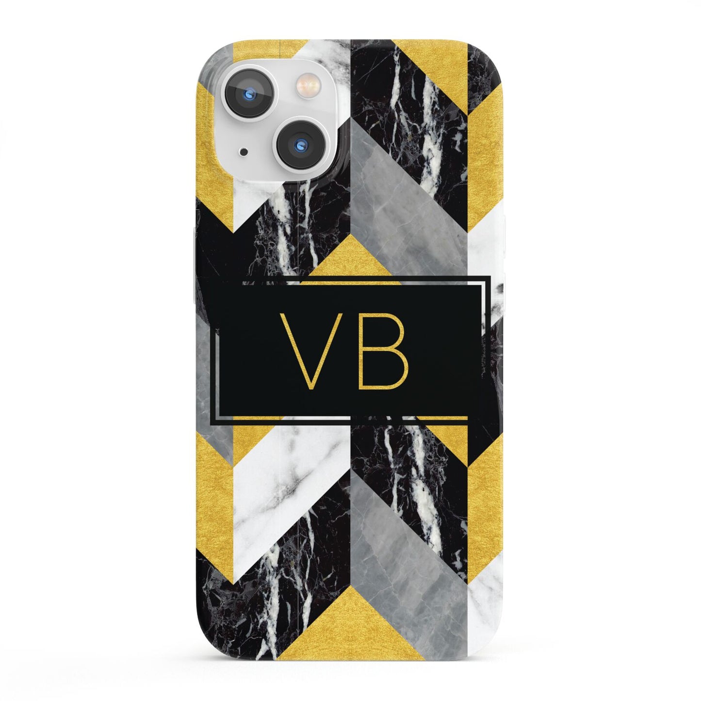 Personalised Marble Effect Initials iPhone 13 Full Wrap 3D Snap Case