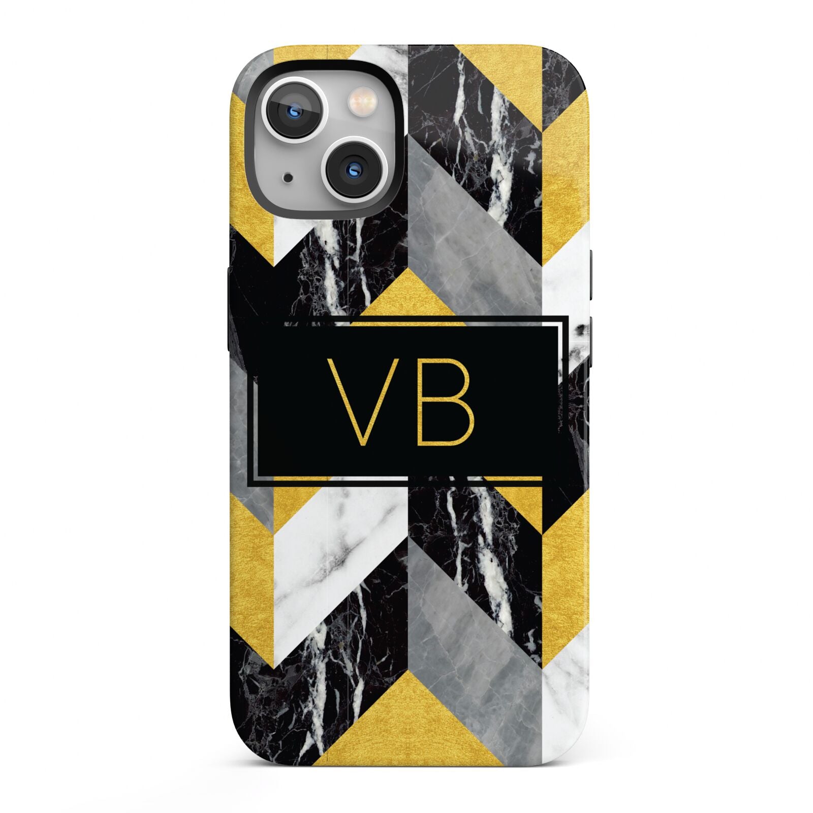 Personalised Marble Effect Initials iPhone 13 Full Wrap 3D Tough Case