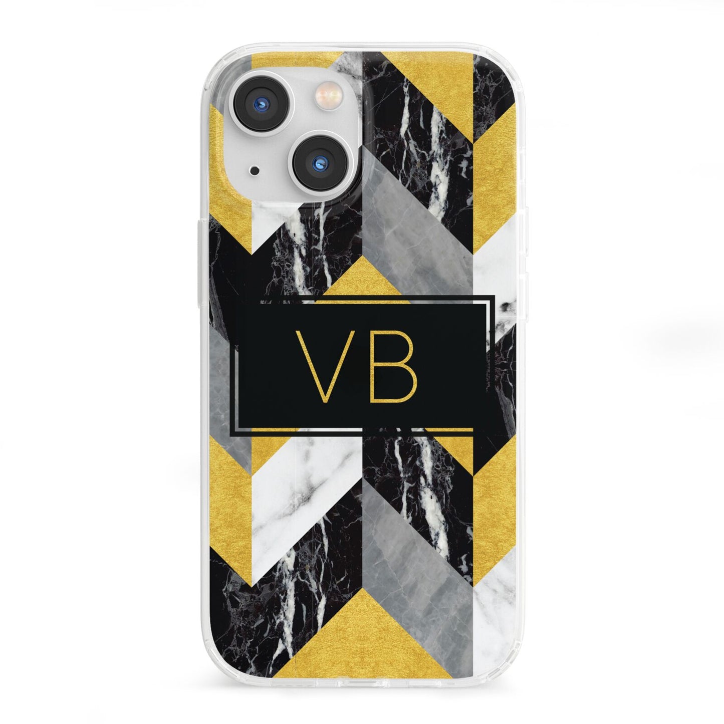 Personalised Marble Effect Initials iPhone 13 Mini Clear Bumper Case