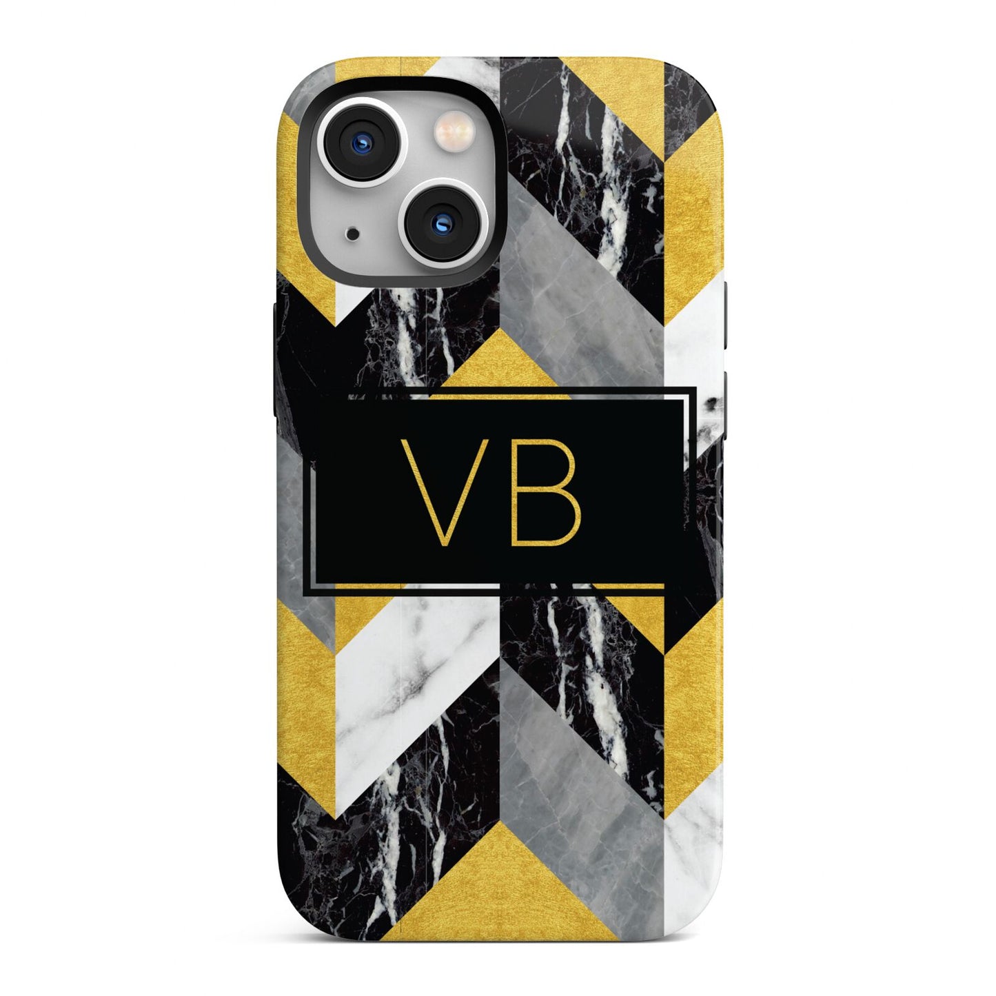 Personalised Marble Effect Initials iPhone 13 Mini Full Wrap 3D Tough Case