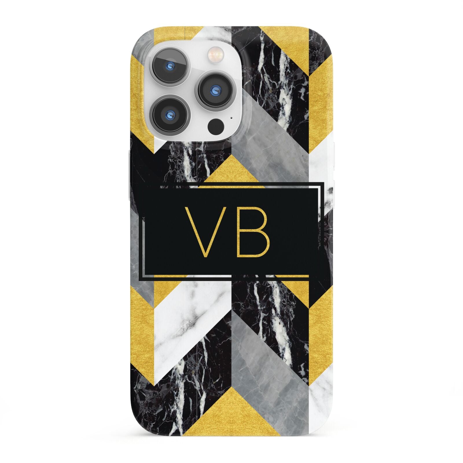 Personalised Marble Effect Initials iPhone 13 Pro Full Wrap 3D Snap Case