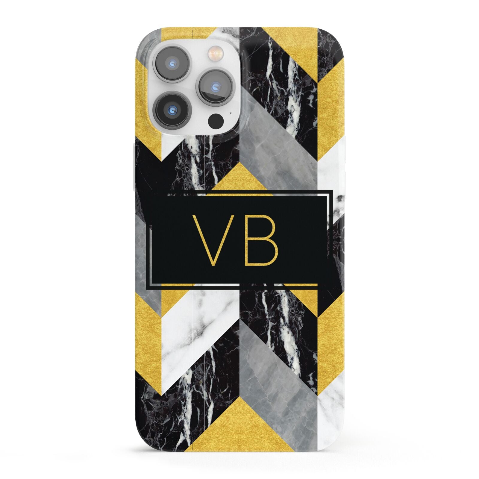 Personalised Marble Effect Initials iPhone 13 Pro Max Full Wrap 3D Snap Case