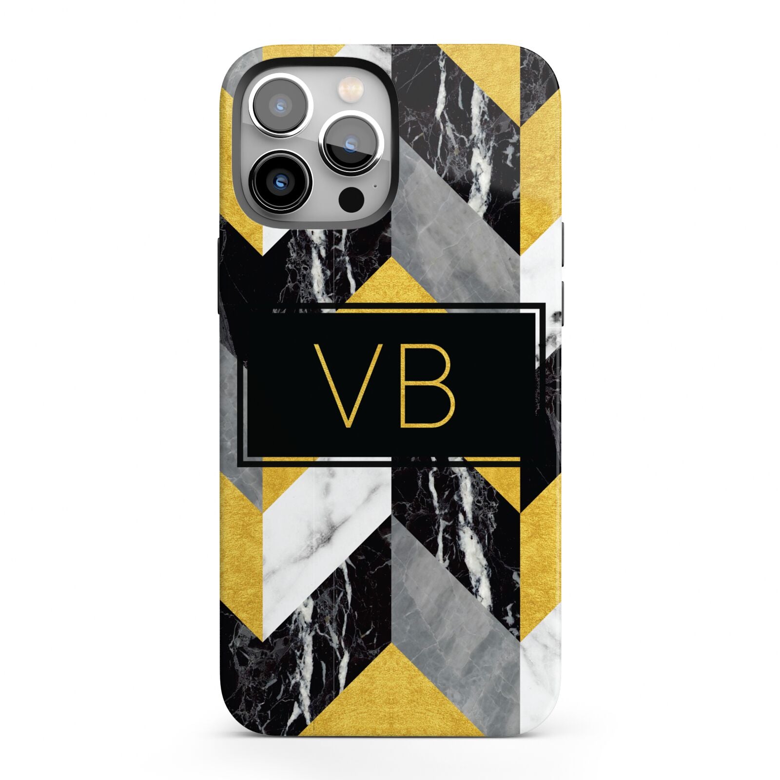 Personalised Marble Effect Initials iPhone 13 Pro Max Full Wrap 3D Tough Case