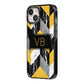 Personalised Marble Effect Initials iPhone 14 Black Impact Case Side Angle on Silver phone
