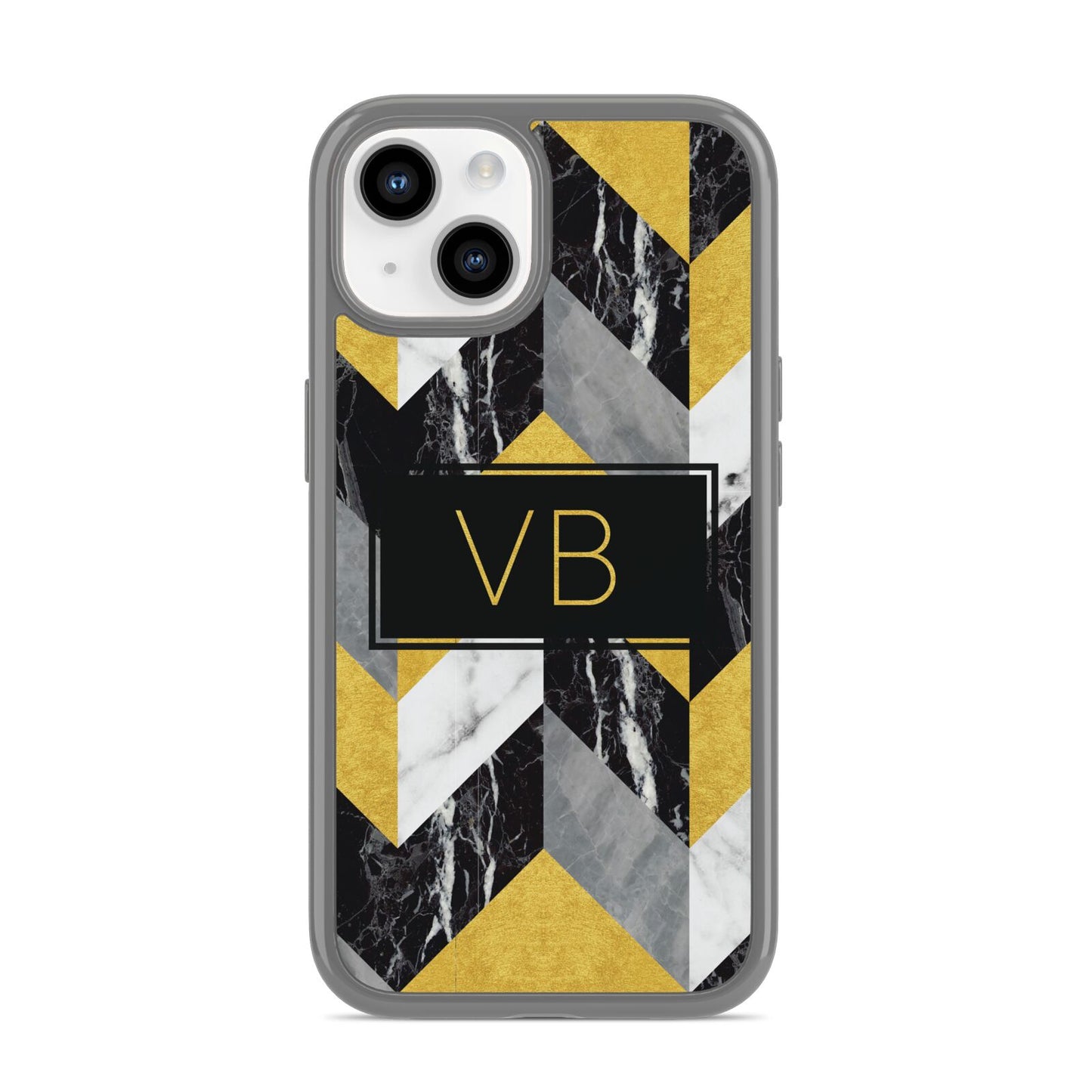 Personalised Marble Effect Initials iPhone 14 Clear Tough Case Starlight