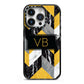 Personalised Marble Effect Initials iPhone 14 Pro Black Impact Case on Silver phone