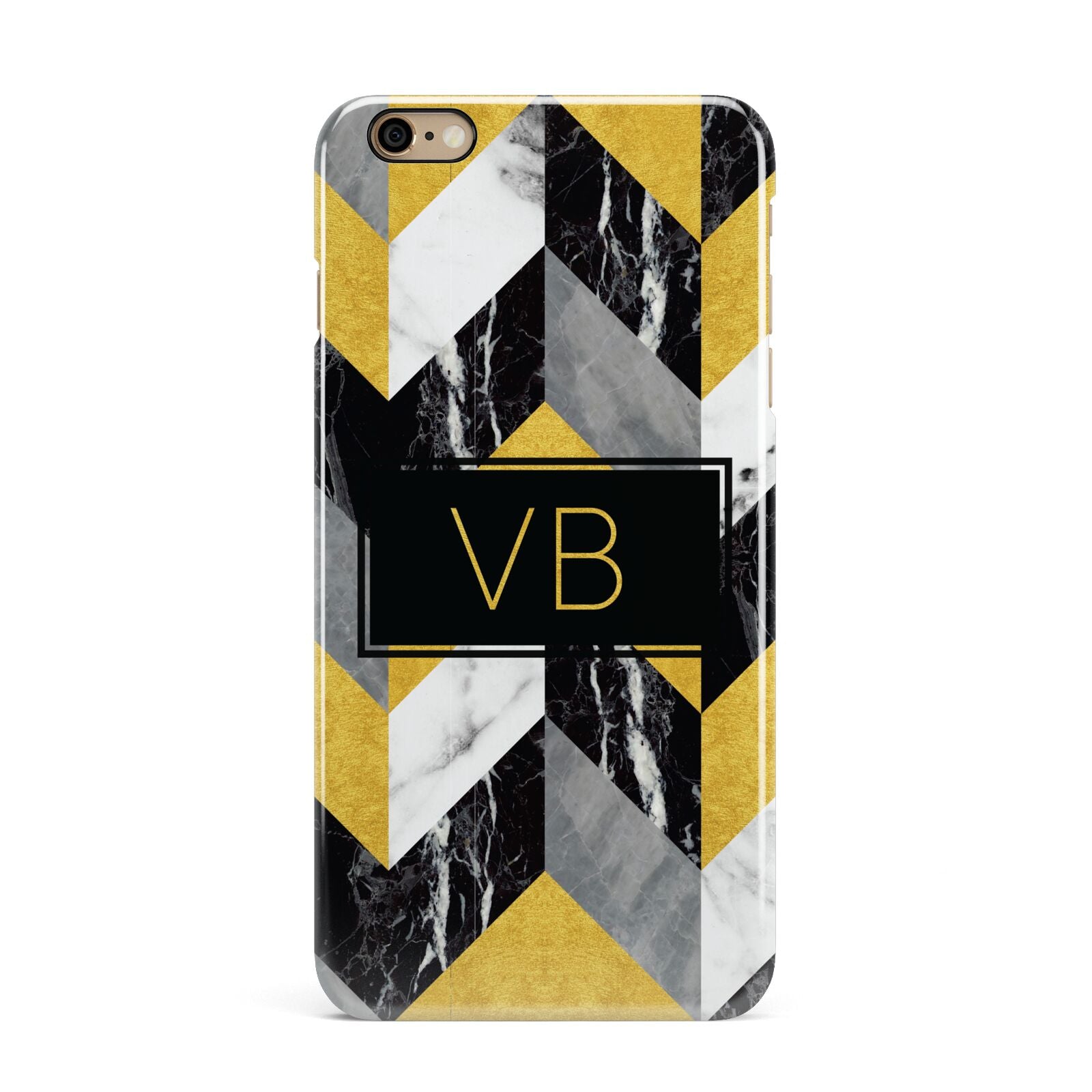 Personalised Marble Effect Initials iPhone 6 Plus 3D Snap Case on Gold Phone