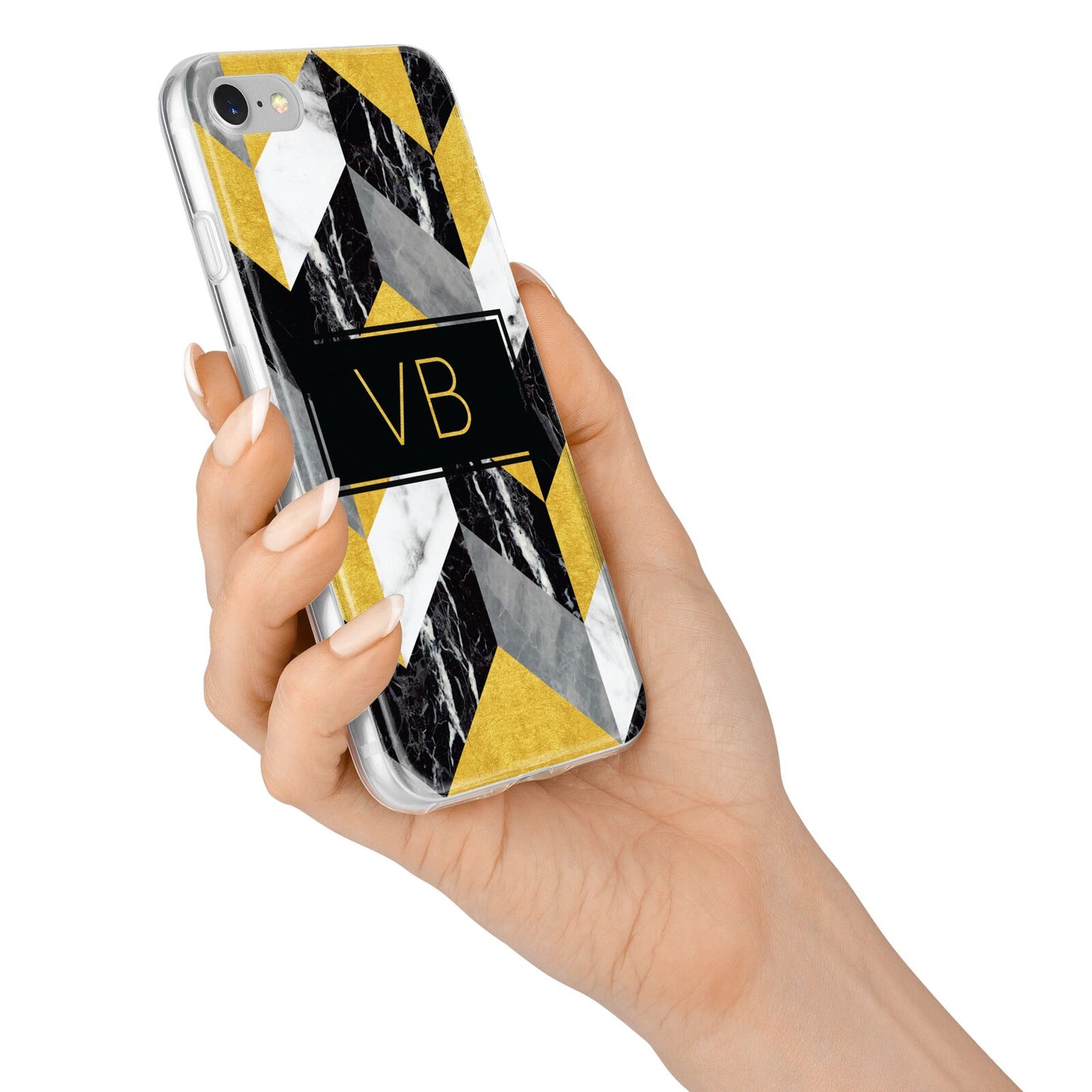 Personalised Marble Effect Initials iPhone 7 Bumper Case on Silver iPhone Alternative Image