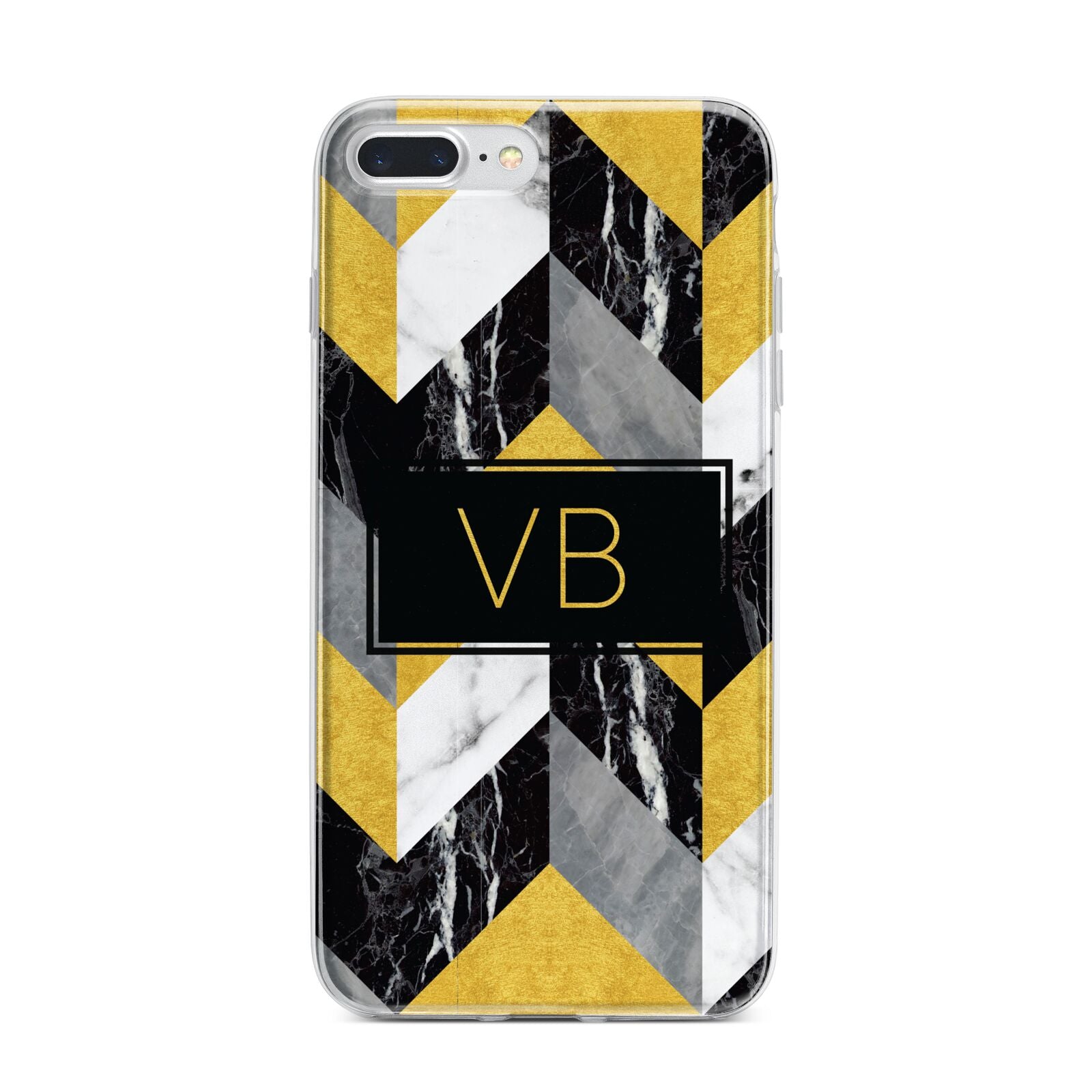 Personalised Marble Effect Initials iPhone 7 Plus Bumper Case on Silver iPhone