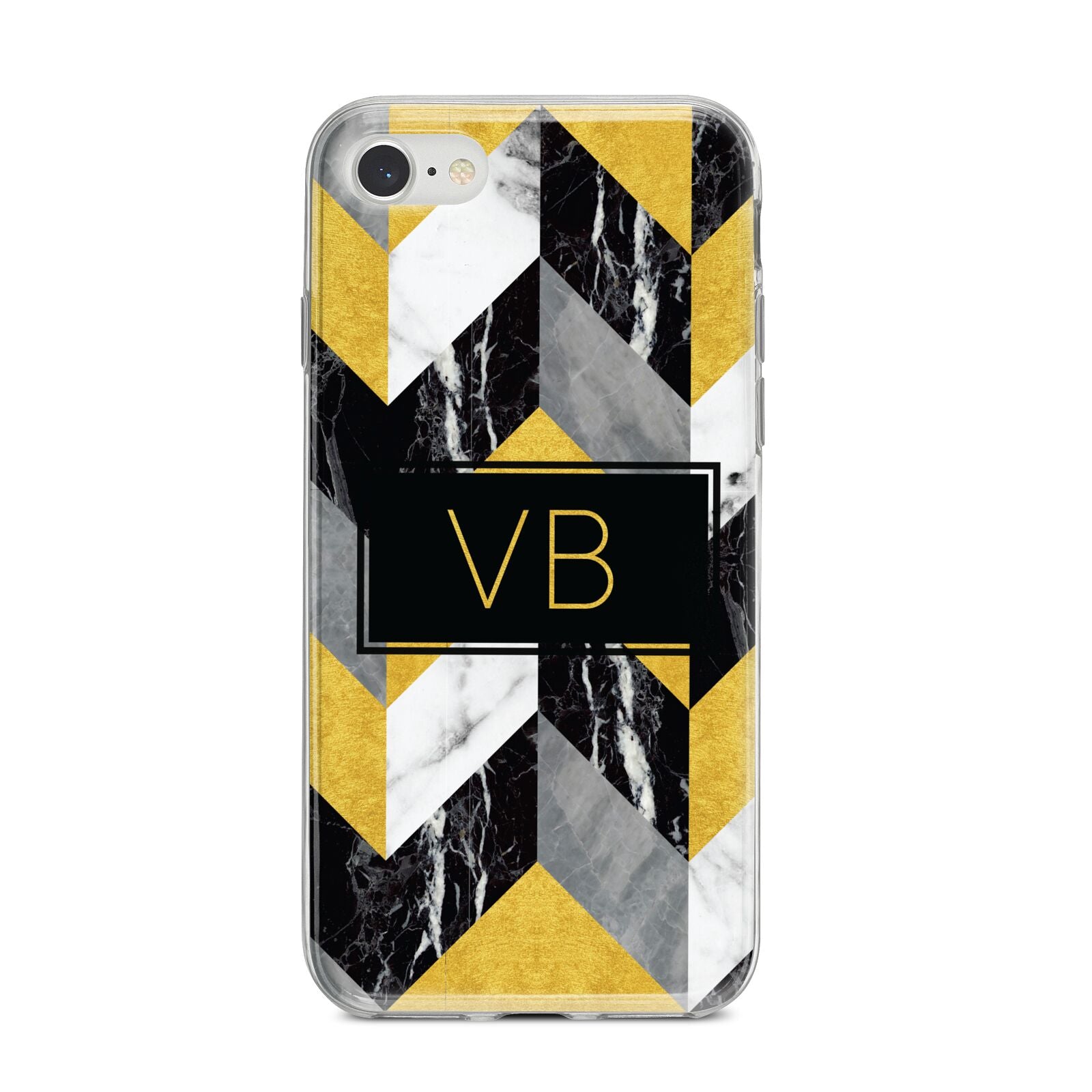 Personalised Marble Effect Initials iPhone 8 Bumper Case on Silver iPhone
