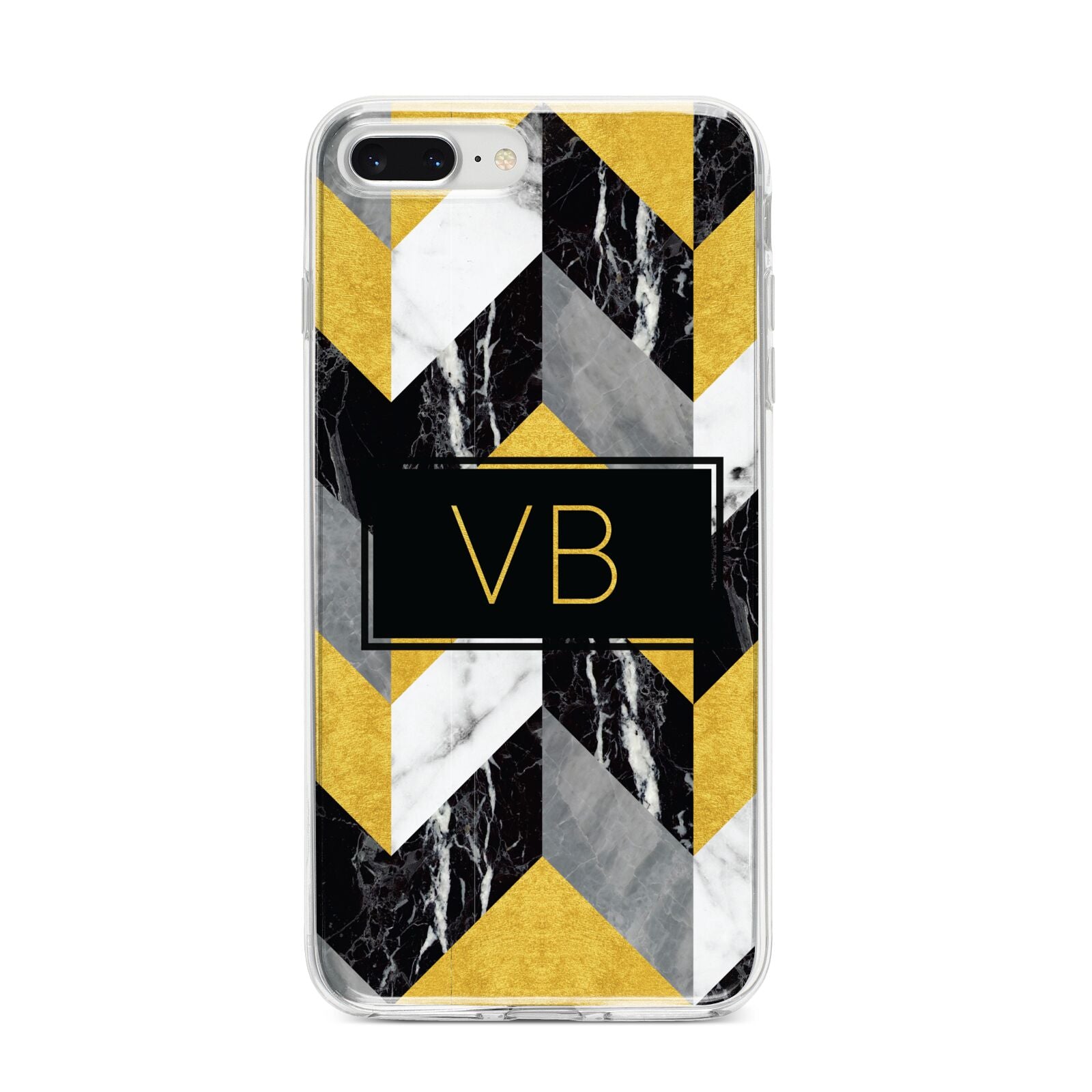 Personalised Marble Effect Initials iPhone 8 Plus Bumper Case on Silver iPhone