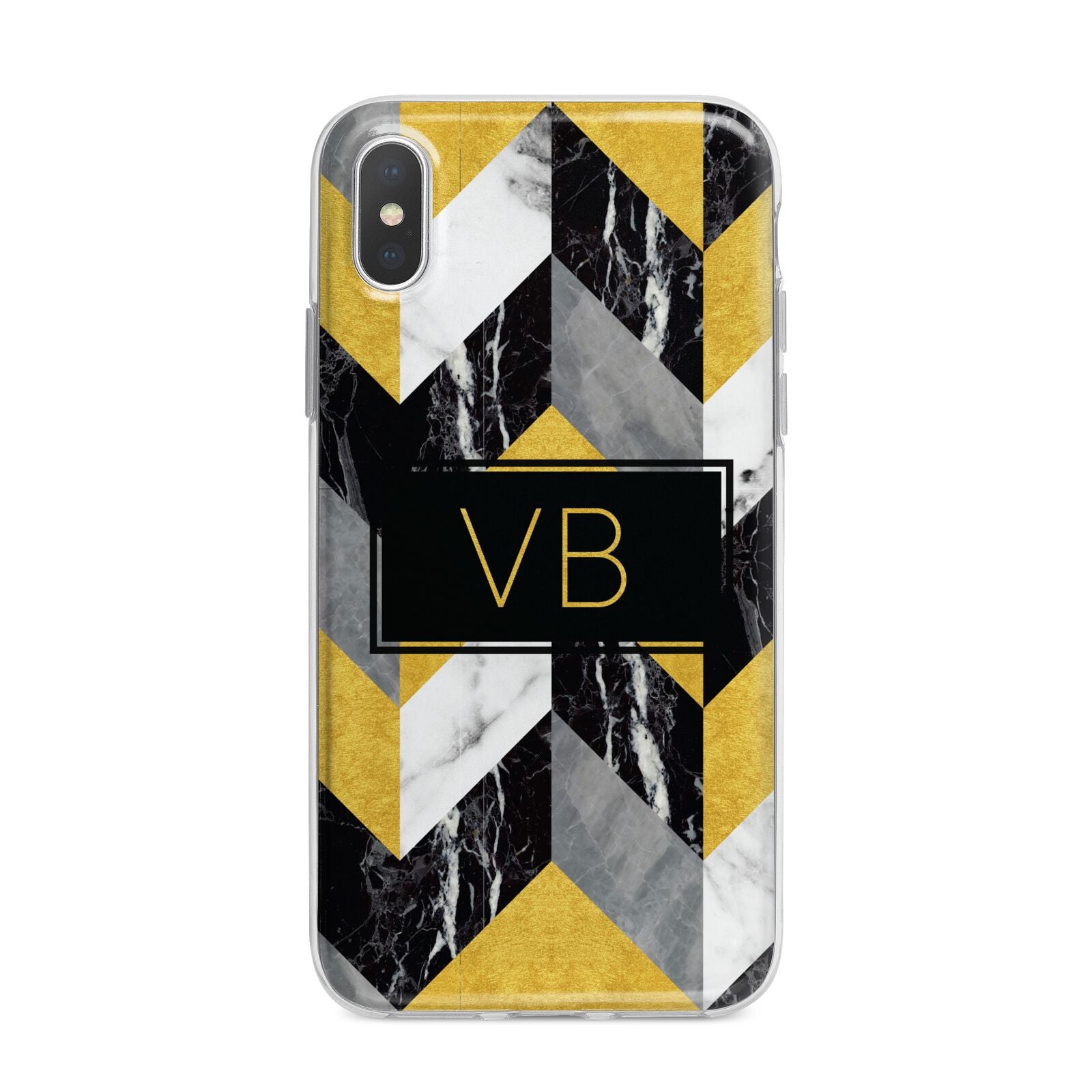 Personalised Marble Effect Initials iPhone X Bumper Case on Silver iPhone Alternative Image 1