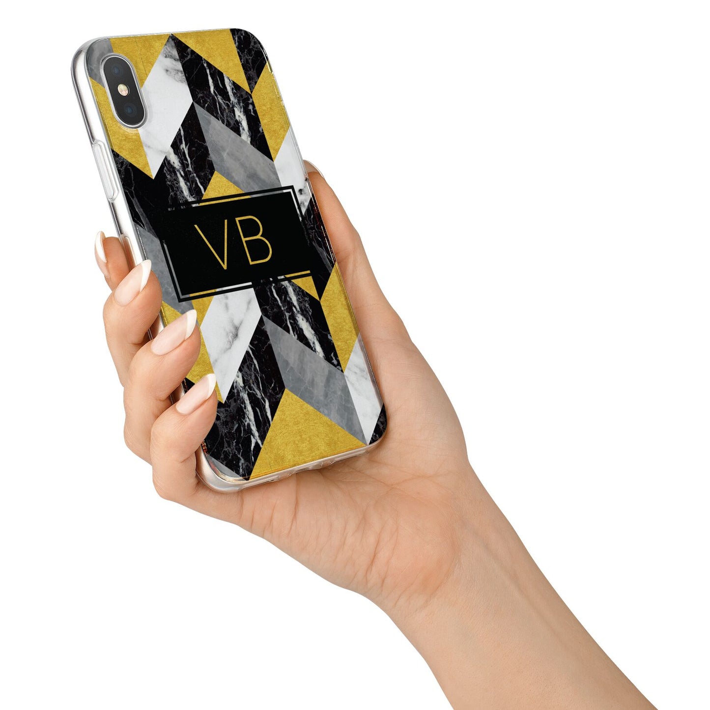 Personalised Marble Effect Initials iPhone X Bumper Case on Silver iPhone Alternative Image 2