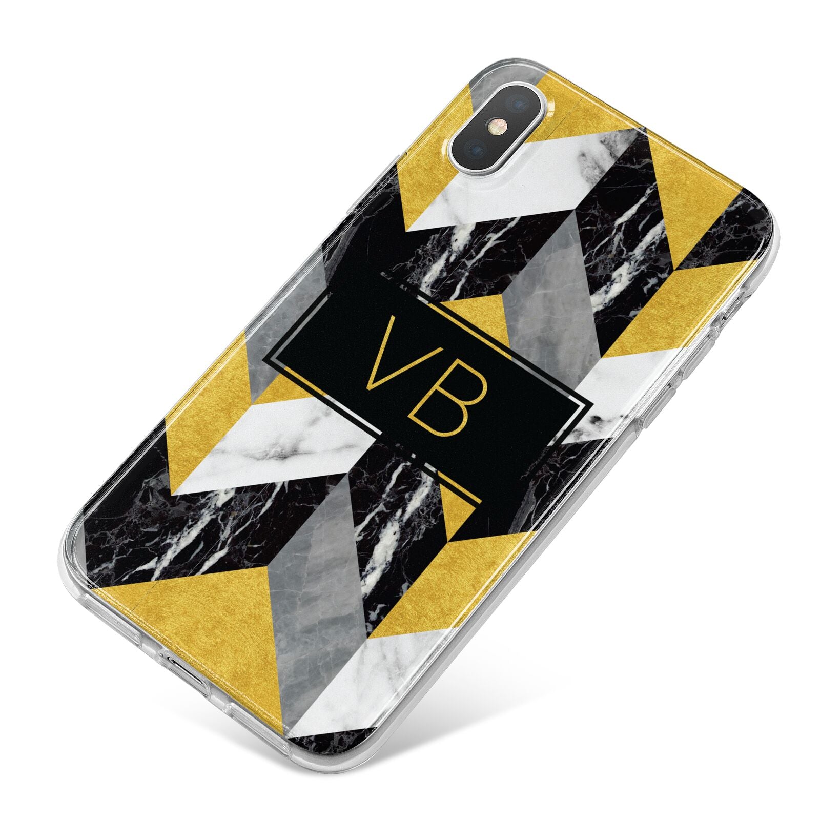 Personalised Marble Effect Initials iPhone X Bumper Case on Silver iPhone